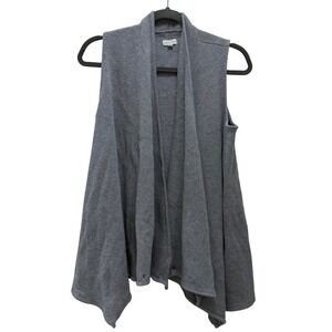 Garnet Hill Womens‎ Vest Gray Drape Front Sleeveless Organic Cotton Waffle Small